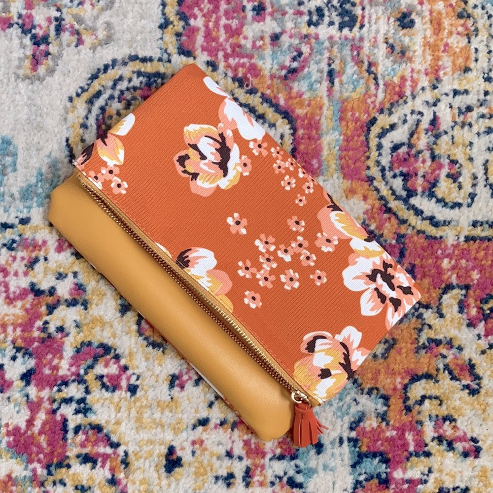 Rachel Pally, NWOT clutch in burnt orange and yellow ochre